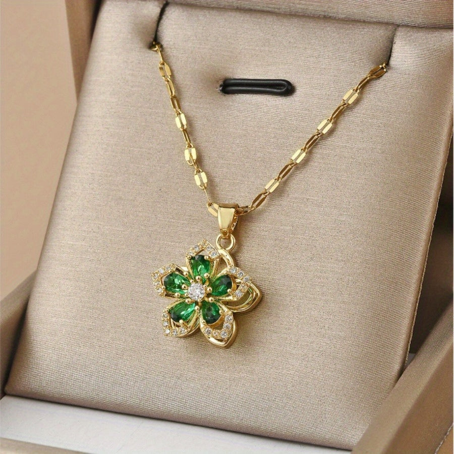 Five-Petal Flower Pendant Necklace