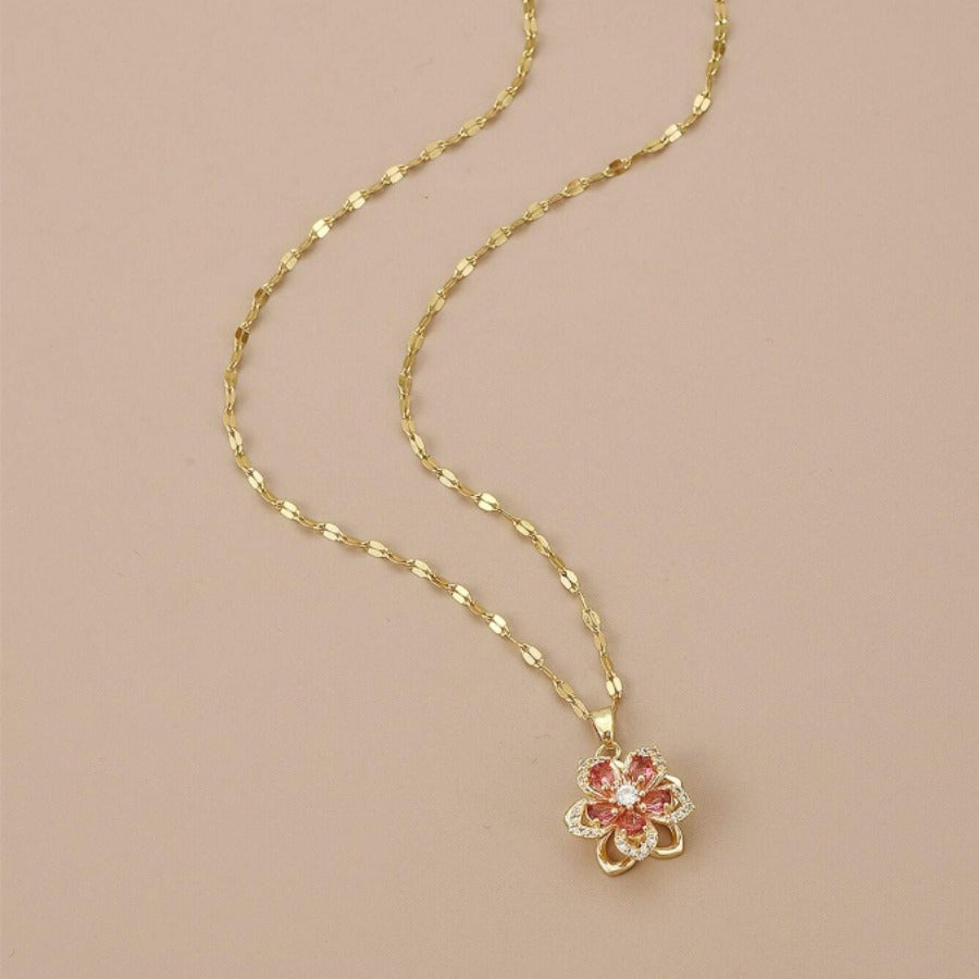 Five-Petal Flower Pendant Necklace