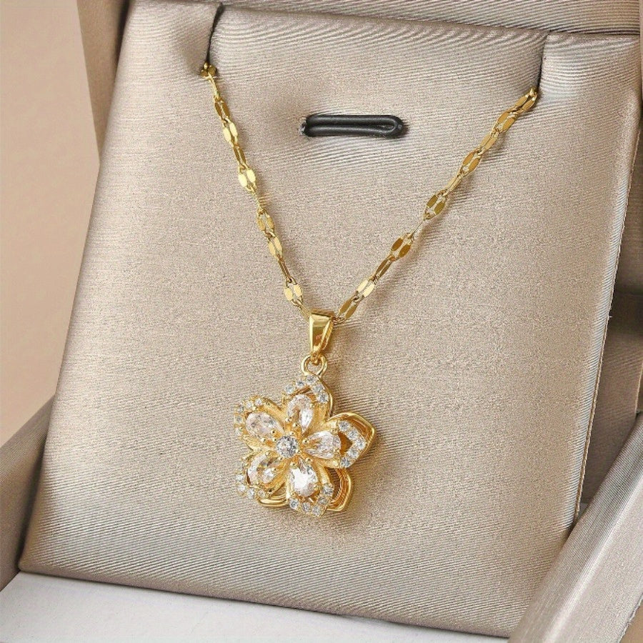 Five-Petal Flower Pendant Necklace
