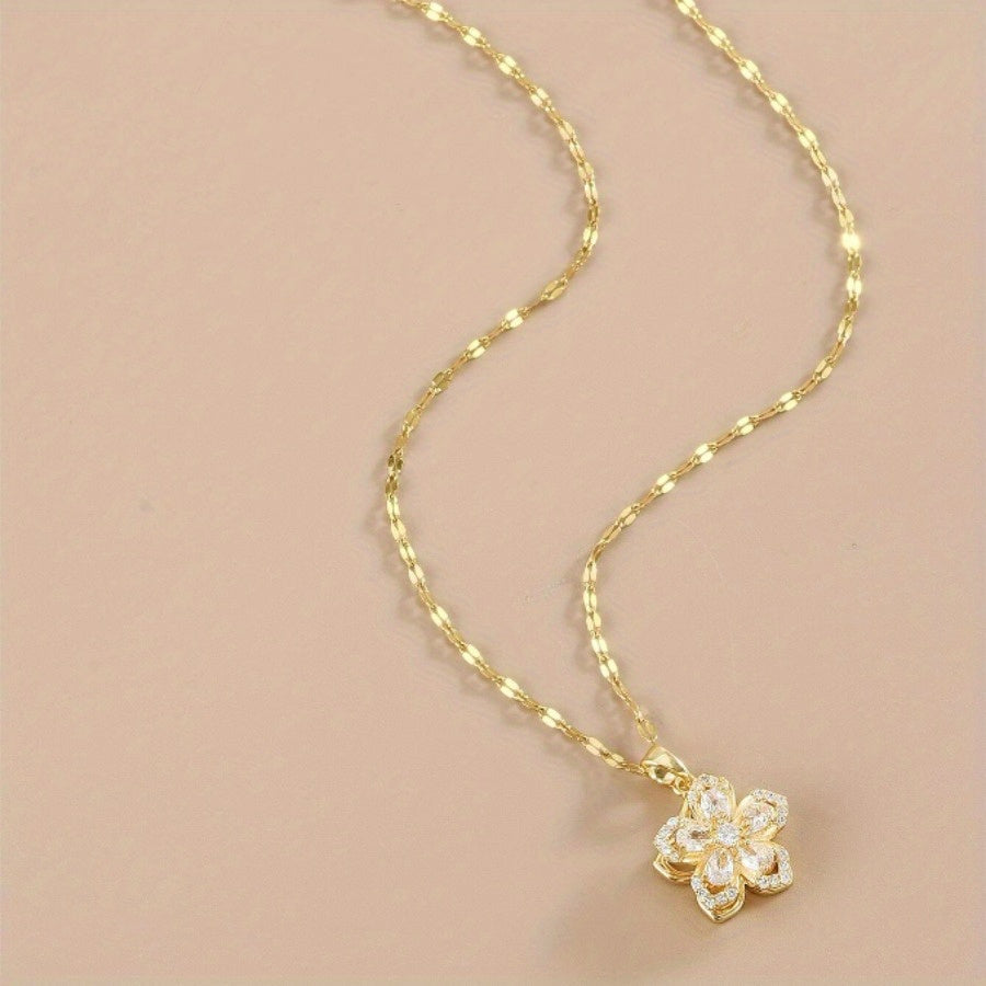 Five-Petal Flower Pendant Necklace