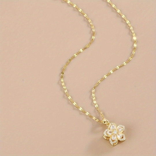 Five-Petal Flower Pendant Necklace