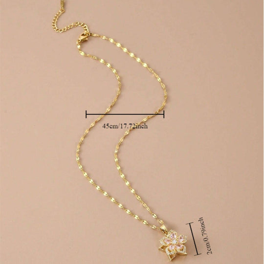 Five-Petal Flower Pendant Necklace