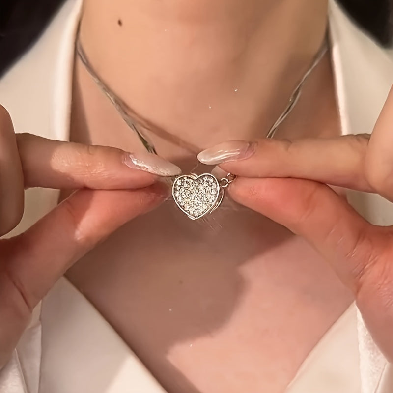 Multi-Layer Heart Zirconia Pendant Necklace