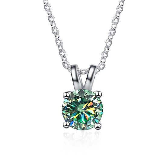 Round Cut Shiny Moissanite Pendant Necklace
