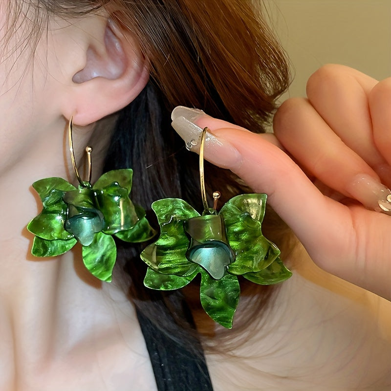 Vintage Resin Flower Dangle Earrings