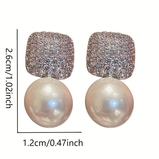 Luxurious Blingbling Square Pendant Earrings