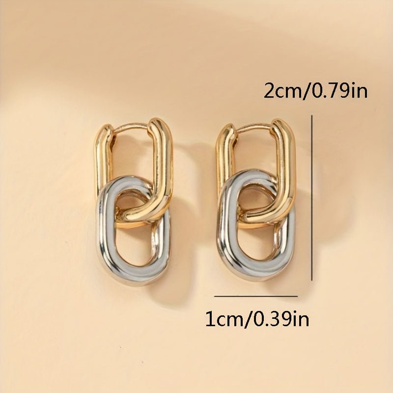 Two-Tone Chain Drop Earrings