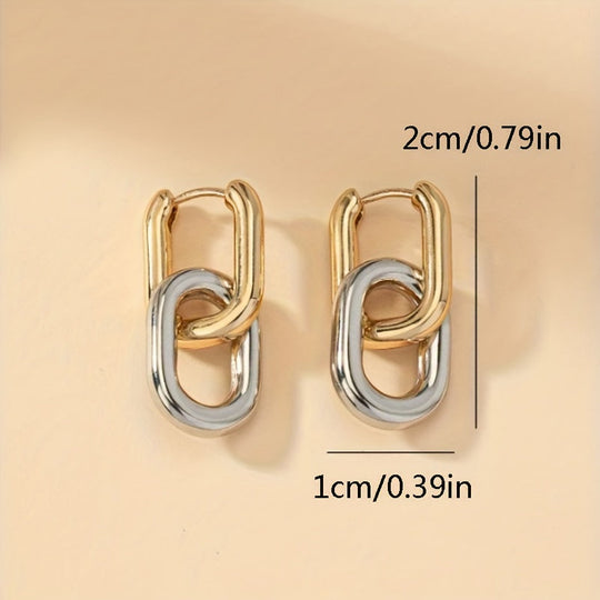 Two-Tone Chain Drop Earrings