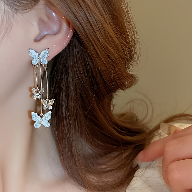 Rhinestone Butterfly Drop Earrings