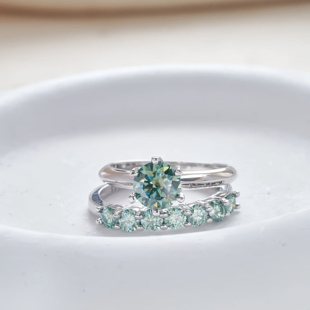 Classic French-Style Stackable Moissanite Ring Set