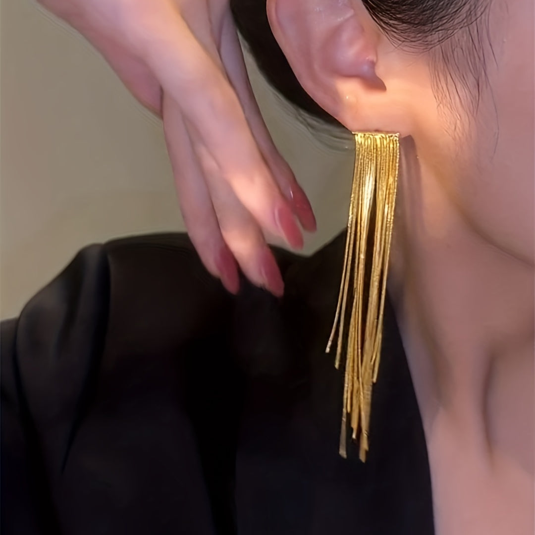 Golden Tassel Design Dangle Earrings