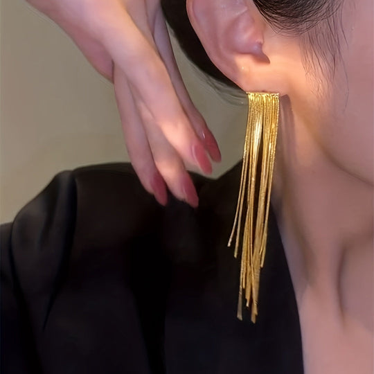 Golden Tassel Design Dangle Earrings