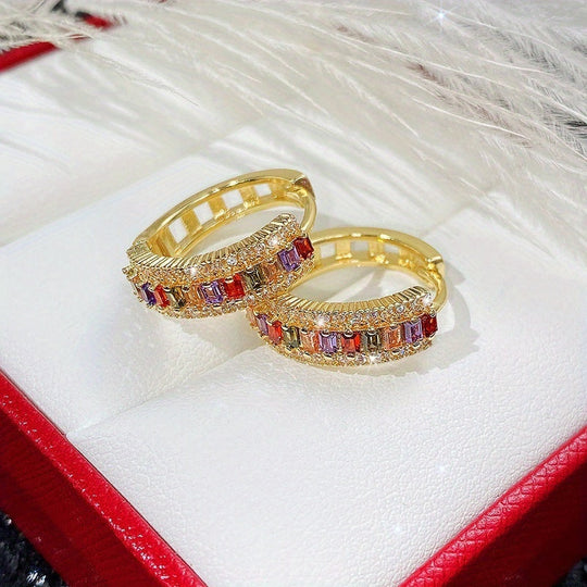 Trendy Topaz & Zirconia Hoop Earrings