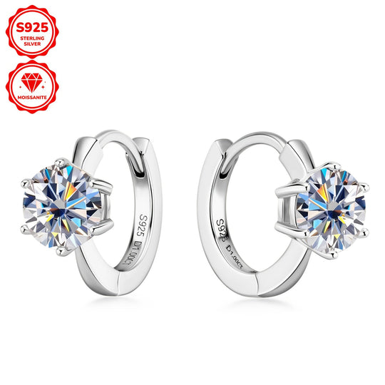 Round Moissanite Silver Earrings