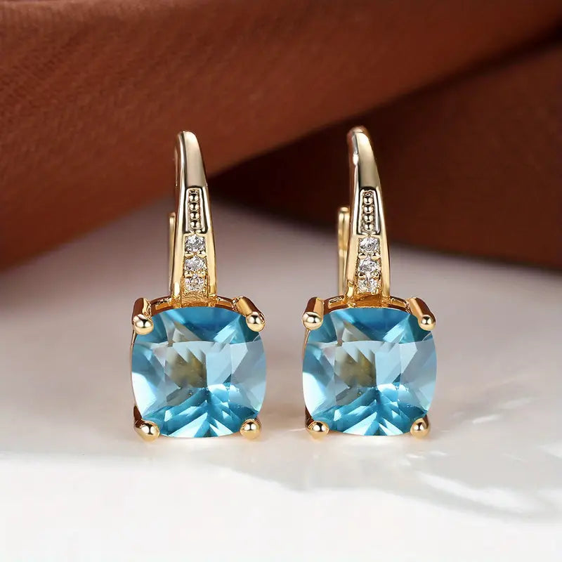 Mystic Sapphire Stone Hoop Earrings