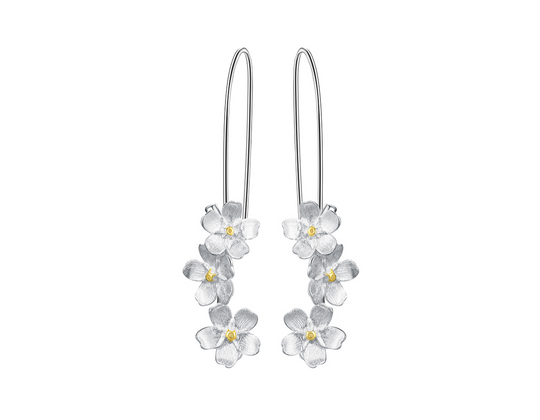 Forget-me-not Flower Long Dangle Earrings