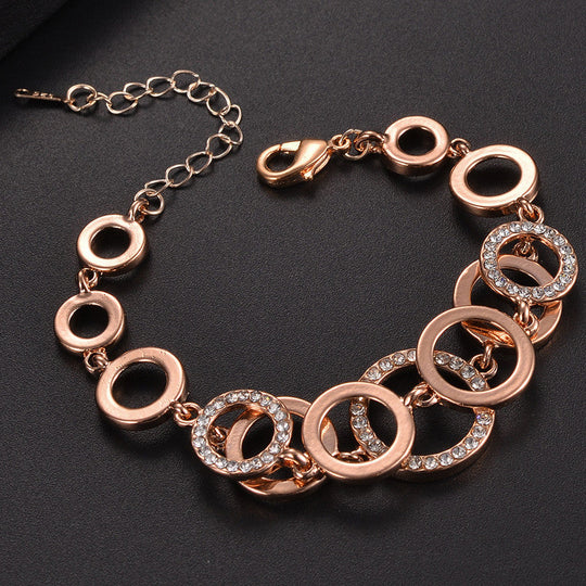 Rose Gold Plated Crystal Rings Bracelet