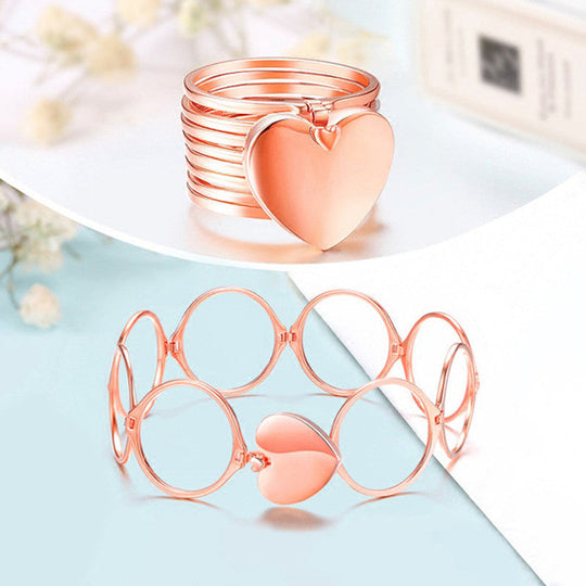 Rosegold 2 In 1 Retractable Heart Ring Bracelet