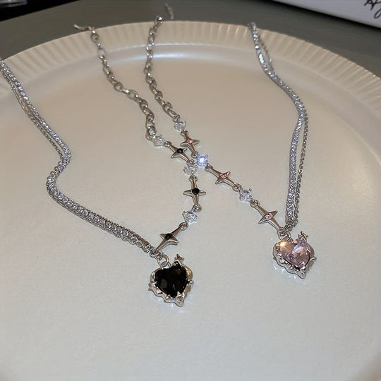 Y2K Irregular Heart Star Necklace