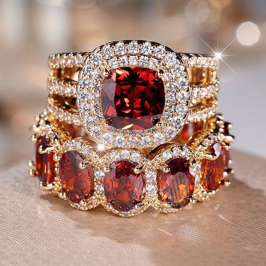 2-Piece Fashionable Synthetic Zirconia Ring