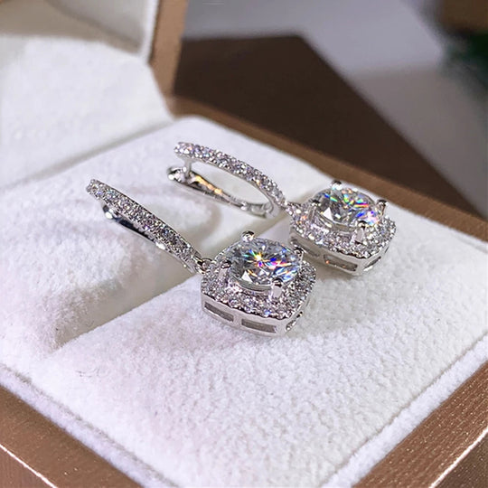 Stylish Square-Shaped Zirconia Drop Earrings