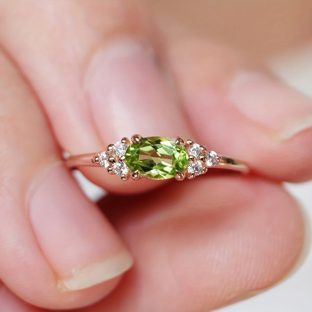 Inlaid Oval Synthetic Zirconia Ring