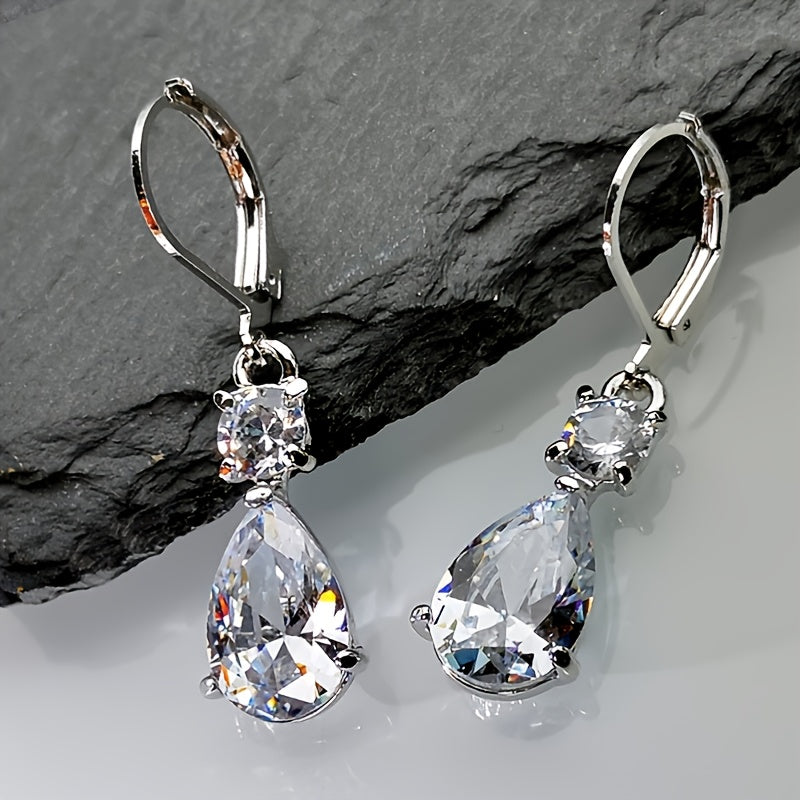 Stylish White Zirconia Drop Earrings