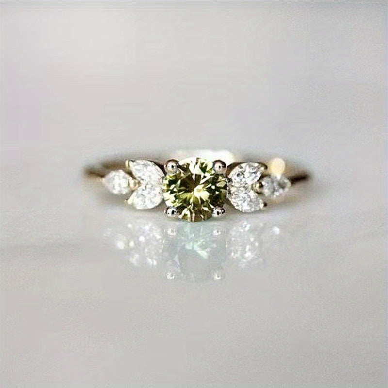 Simple Green Cubic Zirconia Ring