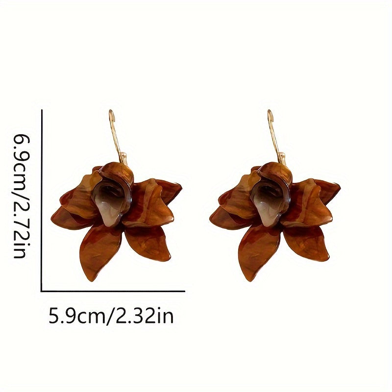 Vintage Resin Flower Dangle Earrings