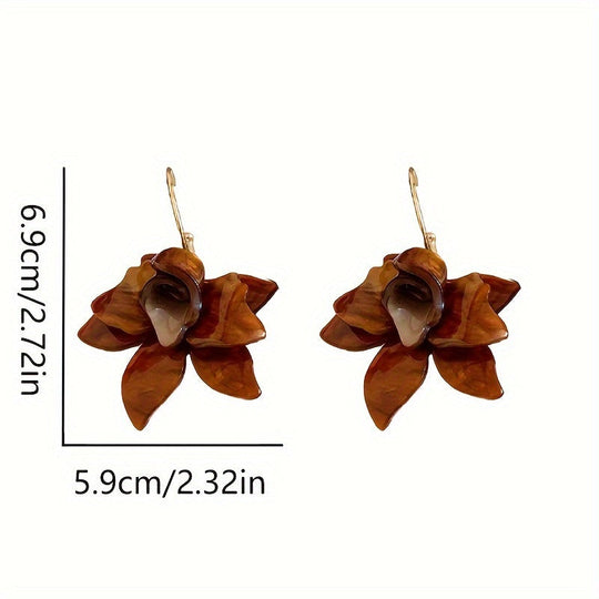 Vintage Resin Flower Dangle Earrings