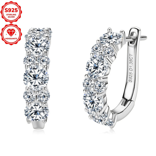 Round Moissanite Silver Earrings