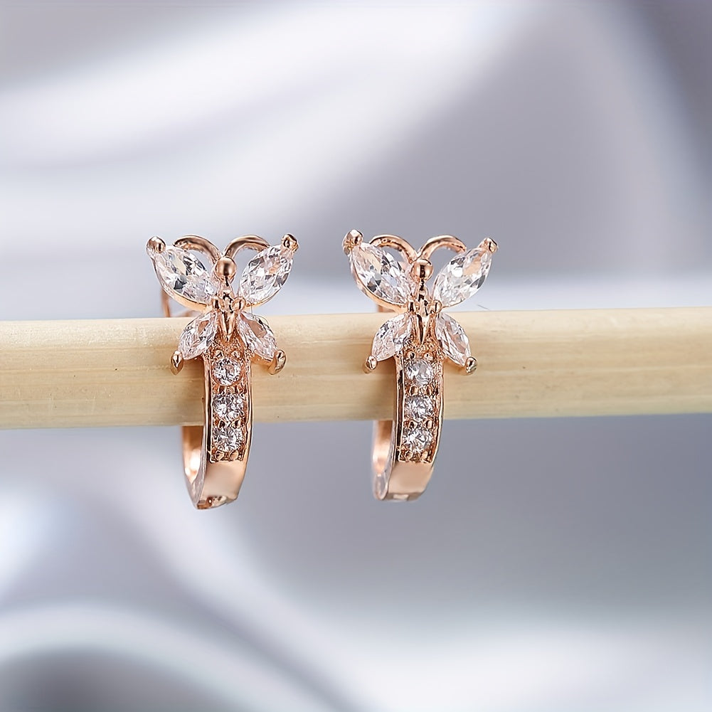 Colorful Butterfly Zirconia Hoop Earrings