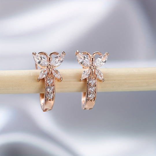 Colorful Butterfly Zirconia Hoop Earrings