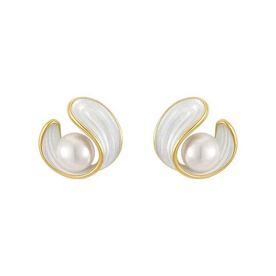 Luxury White Opal Earrings with Pearls in Gold