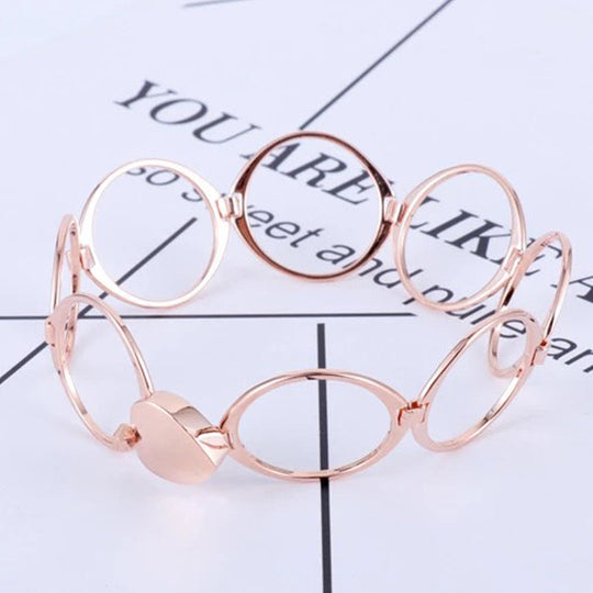 Rosegold 2 In 1 Retractable Heart Ring Bracelet