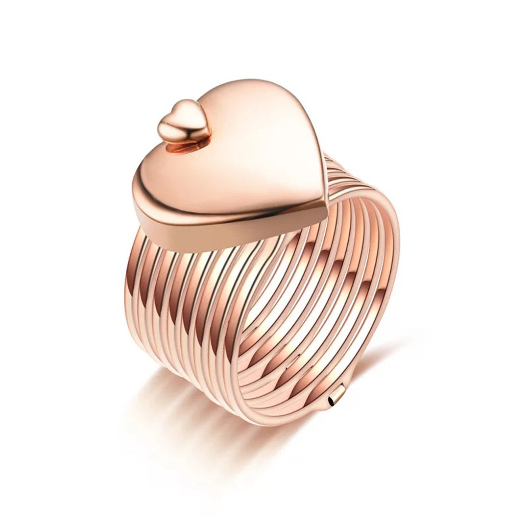 Rosegold 2 In 1 Retractable Heart Ring Bracelet