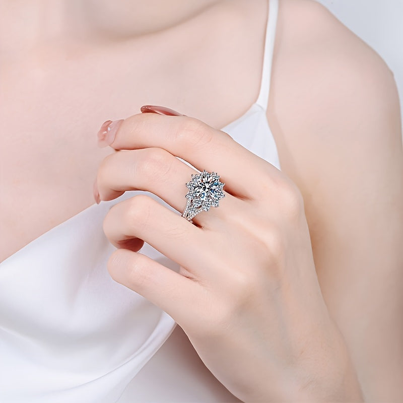 Elegant Moissanite Silver Ring
