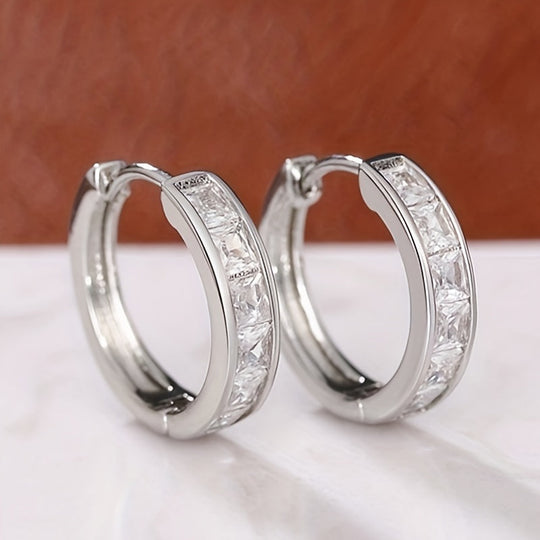 Minimalist Zirconia Hoop Earrings