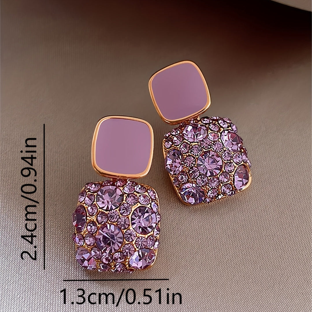 Shiny Rhinestone Decor Dangle Earrings