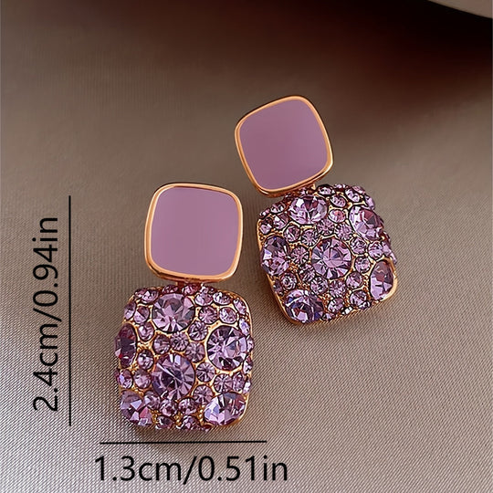 Shiny Rhinestone Decor Dangle Earrings
