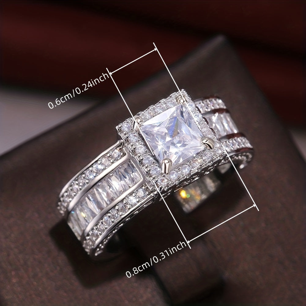 Versatile Square Cut Zirconia Ring