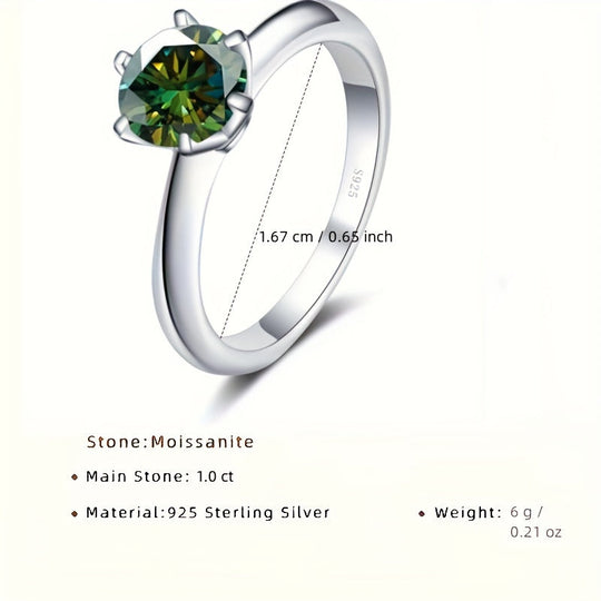 Authentic Moissanite Round Ring
