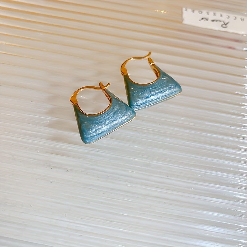 Handbag Design Enamel Hoop Earrings