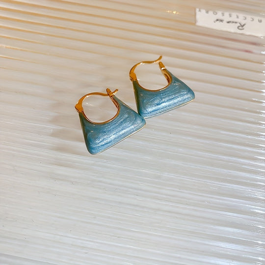 Handbag Design Enamel Hoop Earrings