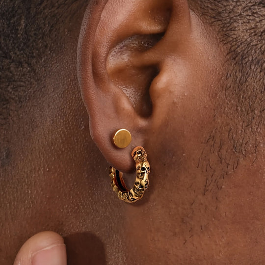Fashionable Gothic Skull Hoop Earrings
