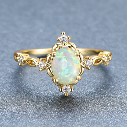 Elegant Oval Opal Engagement Ring