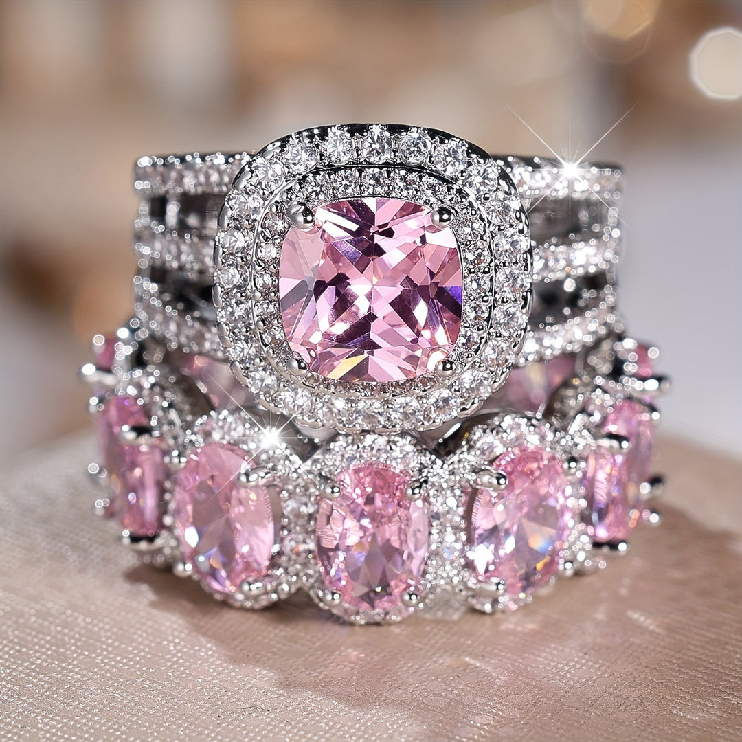 2-Piece Fashionable Synthetic Zirconia Ring