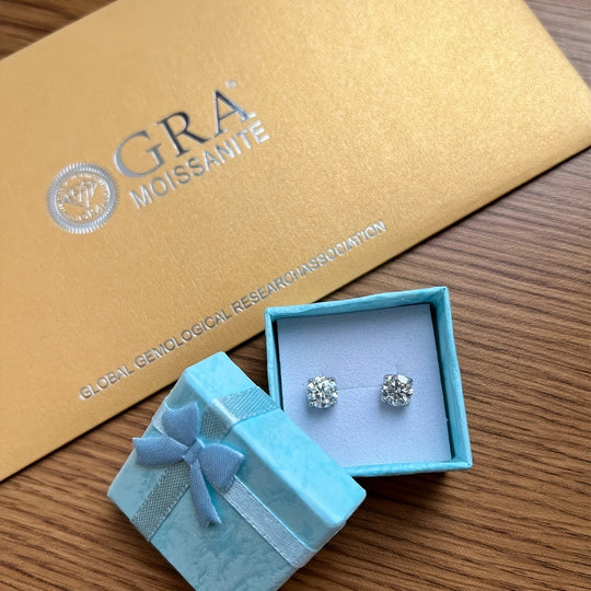 Genuine Moissanite Stud Earrings