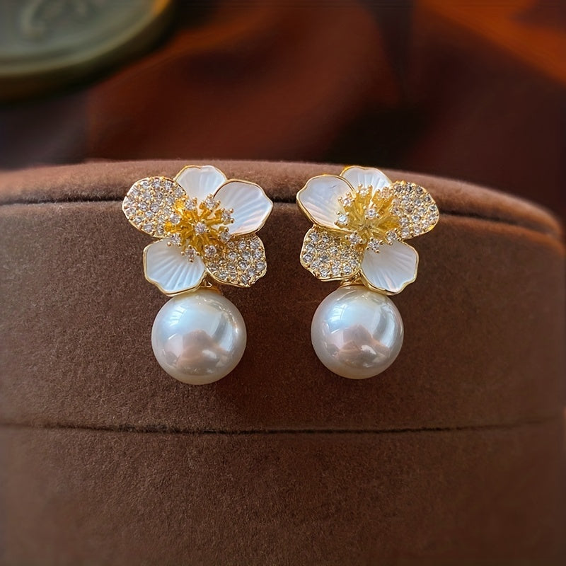 Flower Pendant Drip Oil Earrings