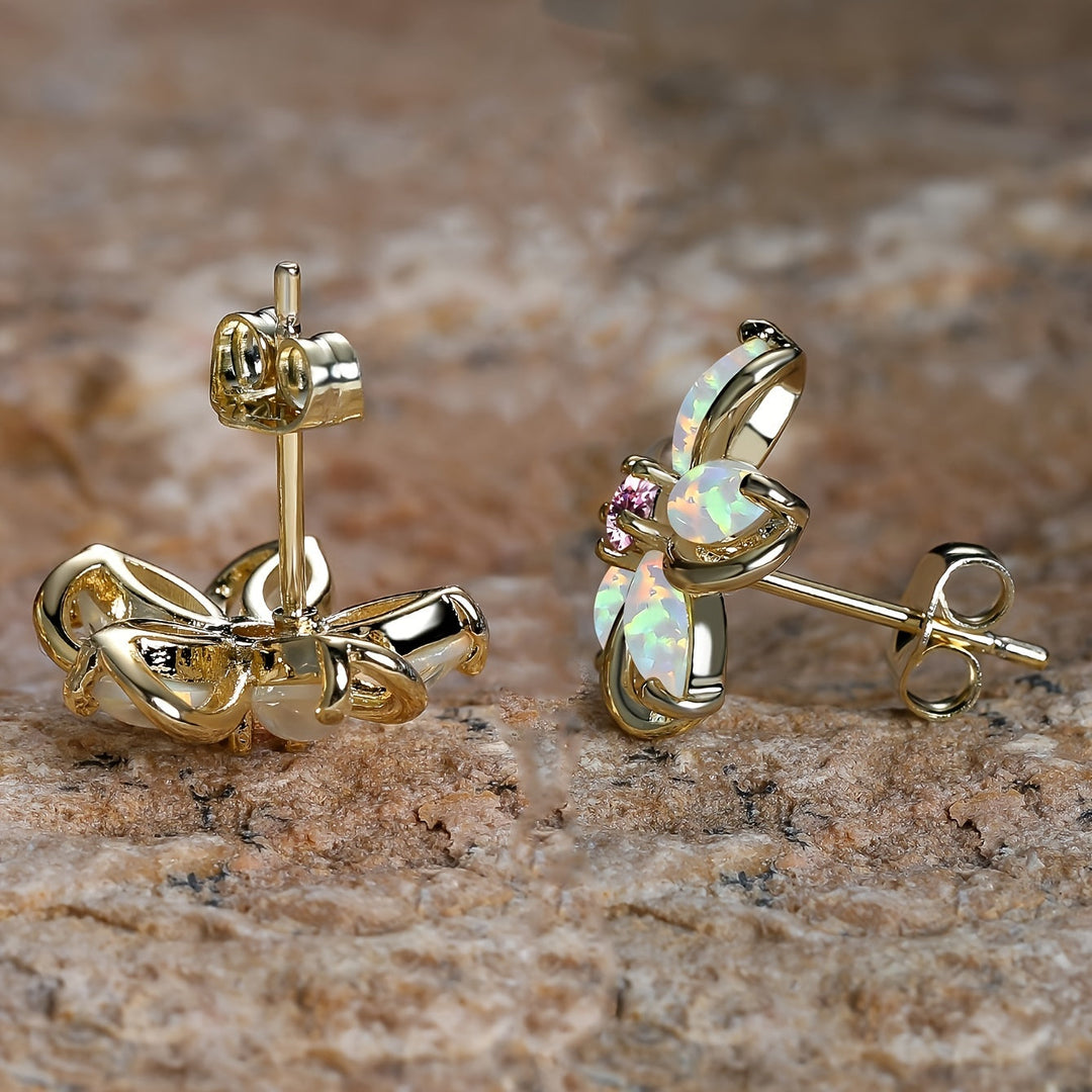 Opal Flower Stud Earrings